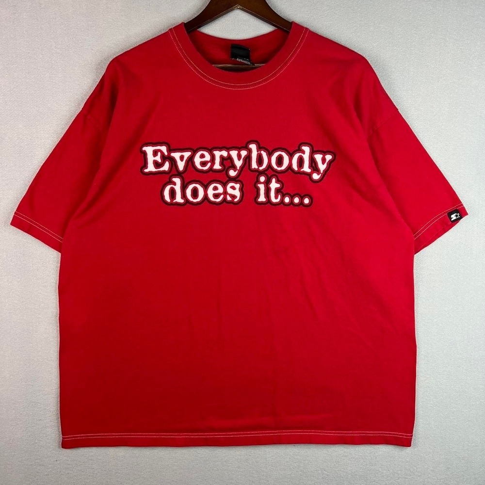 Everybody Does It Wisconsin Just Does It Better Red Starter Tee Shirt XL